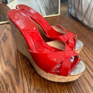 Jimmy Choo Red Patent Leather Prova Wedge